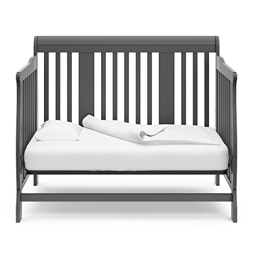 Storkcraft Tuscany 4-in-1 Convertible Crib, Gray Easily Converts to Toddler Bed, Day Bed or Full Bed, 3 Position Adjustable Height Mattress