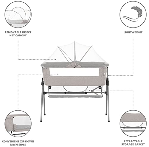 Dream On Me, Lotus Bassinet & Bedside Sleeper in Grey