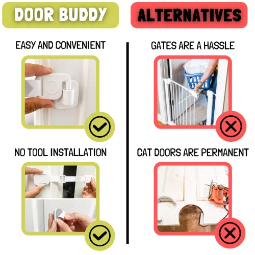 Door Buddy Child Proof Door Lock with Adjustable Strap. No Need for Baby Gate with Pet Door. Baby Proof Door to Litter Box Room. Cats Enter Easily. Installs in Seconds and is Simple to Use. (Caramel)