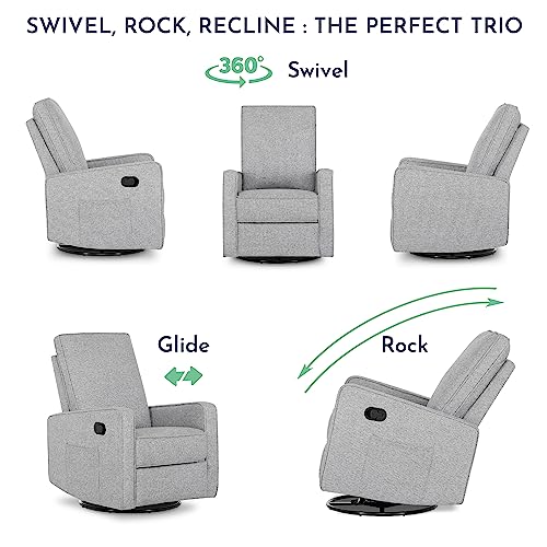 Evolur Skye Swivel Easy Assembly Recliner Chair Gliders, Cobblestone