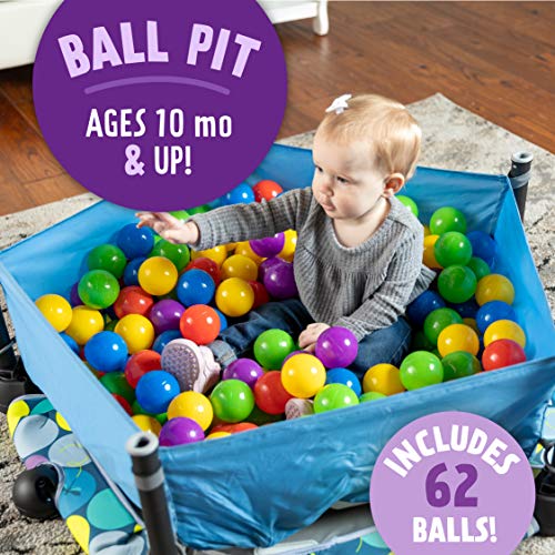 Eezy Peezy 3 in 1 Folding Ball Pit & Bouncer - Ball Pit Tent & Trampoline with Handle - Ages 10 Months to 5 Years