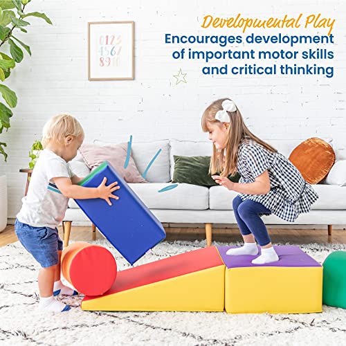 ECR4Kids - ELR-12683 SoftZone Climb and Crawl Activity Play Set, Lightweight Foam Shapes for Climbing, Crawling and Sliding, Safe Foam Playset for Toddlers and Preschoolers, 5-Piece Set, Primary,Assorted