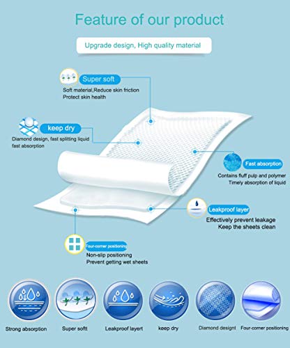 Disposable Changing Pads Mats, Soft and Waterproof Leak-Proof Breathable Disposable Underpads for Baby (18Lx13W,25Pads)