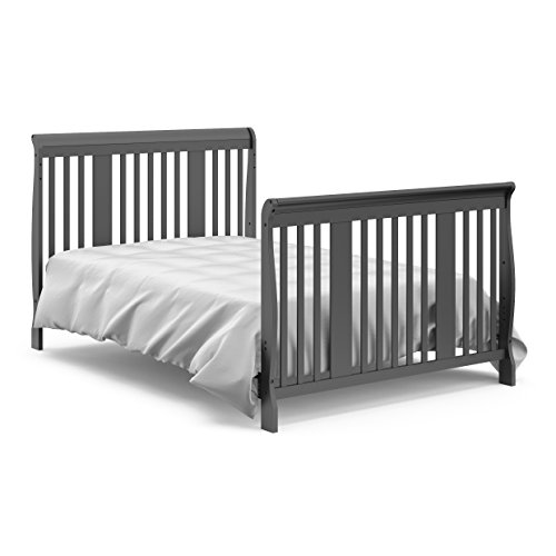 Storkcraft Tuscany 4-in-1 Convertible Crib, Gray Easily Converts to Toddler Bed, Day Bed or Full Bed, 3 Position Adjustable Height Mattress