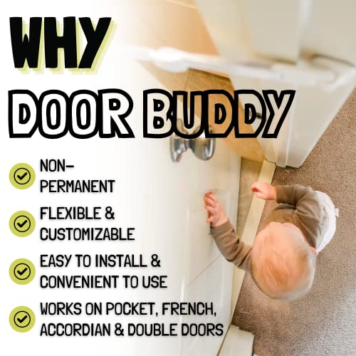 Door Buddy Child Proof Door Lock with Adjustable Strap. No Need for Baby Gate with Pet Door. Baby Proof Door to Litter Box Room. Cats Enter Easily. Installs in Seconds and is Simple to Use. (Caramel)