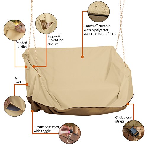 Classic Accessories 55-972-011501-00 Veranda Water-Resistant 56 Inch Porch Swing Cover,Pebble,One Size