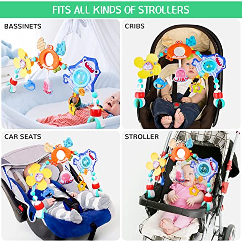 VZZNN Baby Stroller Arch Toy, Baby Crib Mobile Animal Toys, Foldable Travel Car Seat Toy Activity Arch for Bouncers Pram, Bassinet Toys for Babies Boys Girls