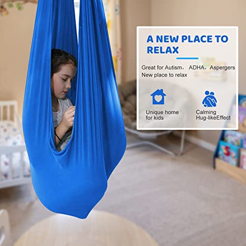TOPARCHERY Indoor Therapy Swing for Kids Child and Teens w/More Special Needs, Cuddle Hammock Ideal for Autism, ADHD, Aspergers and Sensory Integration Snuggle Swing Hammocks (Blue)