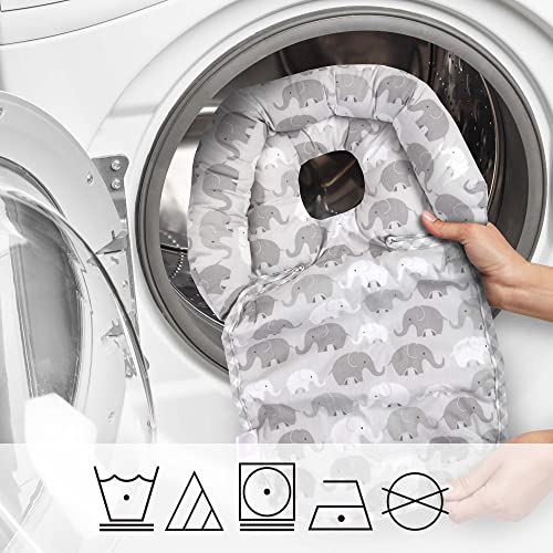 Boppy Head Support Noggin Nest, Gray Elephant Plaid, For 3- or 5-point Harness Systems, Helps Prop Babyâs Head In Bouncers, Strollers And Swings, 0-4 months