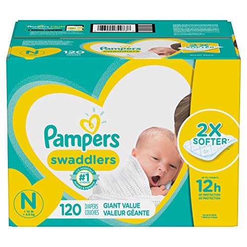 Diapers Newborn/Size 0 (< 10 lb), 120 Count - Pampers Swaddlers Disposable Baby Diapers, Giant Pack