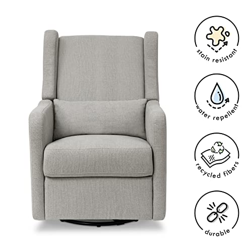 Carter's by Davinci Arlo Recliner and Swivel Glider in Grey Linen, Water Repellent, Stain Resistant Fabric, Greenguard Gold Certified