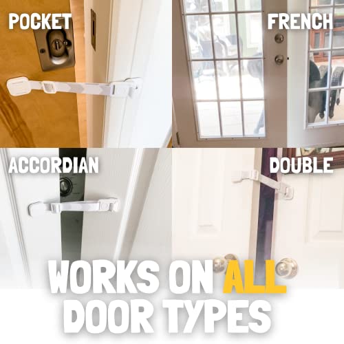 Door Buddy Child Proof Door Lock with Adjustable Strap. No Need for Baby Gate with Pet Door. Baby Proof Door to Litter Box Room. Cats Enter Easily. Installs in Seconds and is Simple to Use. (Caramel)