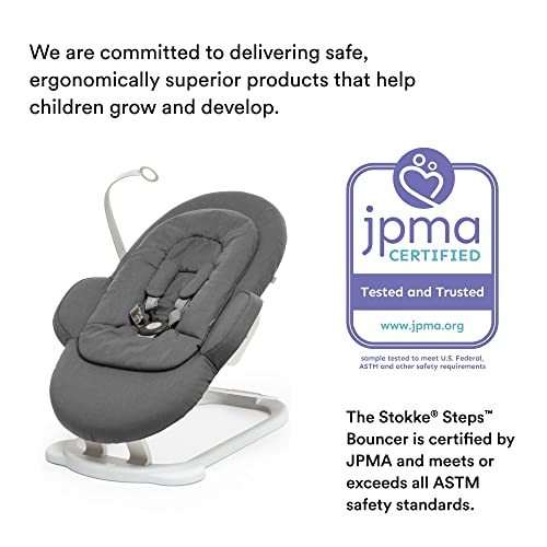 Stokke Steps Bouncer, Deep Grey - Allows Independent Bouncing & Provides Soft Cradling Motion - Use Alone or with Stokke Steps Chair - Certified by JPMA