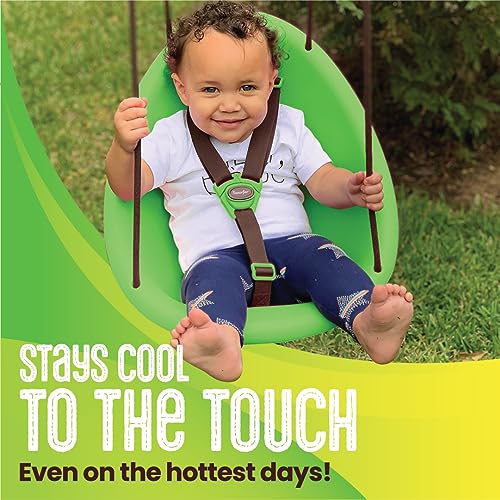 Swurfer Kiwi - Your Child's First Swing with Ergonomic Foam-Lined Shell Design, Blister Free Rope and 3-Point Safety Harness, Ages 9 Months and Up (Green2)