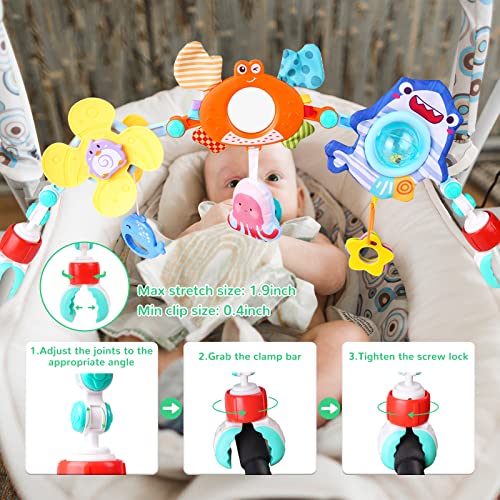 VZZNN Baby Stroller Arch Toy, Baby Crib Mobile Animal Toys, Foldable Travel Car Seat Toy Activity Arch for Bouncers Pram, Bassinet Toys for Babies Boys Girls