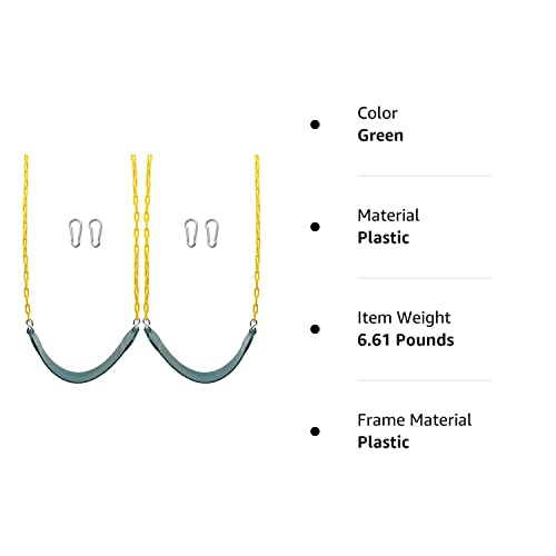 Sunnyglade 2PCS Swings Seats Heavy Duty with 66" Chain, Playground Swing Set Accessories Replacement with Snap Hooks, Support 250lb (Green)