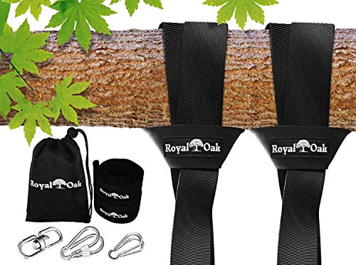 Easy Hang (8FT) Tree Swing Strap X2 - Holds 4400lbs. - Heavy Duty Carabiner and Spinner - Perfect for Tire and Saucer Swings - 100% Waterproof - Easy Picture Instructions - Carry Bag Included!