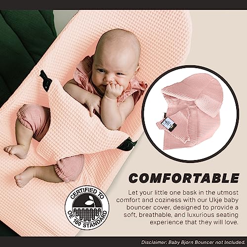 UKJE Cover - Liner Compatible with Babybjorn Bouncers, Baby Bouncer Cover, Compatible Cover Over The Baby Bjorn Bouncer, Baby Bouncer Cozy, Soft & Stylish Cover, Handmade in Europe (Pink Waffle)