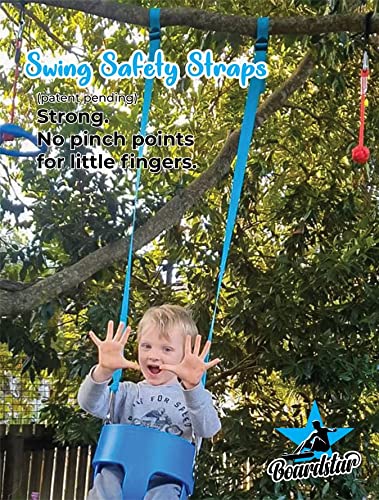 Bucket Swing Seat by Boardstar - Outdoor Kids Swing for Toddler & Baby - Comfy Molded Seat & Soft-Feel Safety Straps - Attaches Direct to Tree Branch, Swing Set or Slack Line (Blue, Full Bucket)