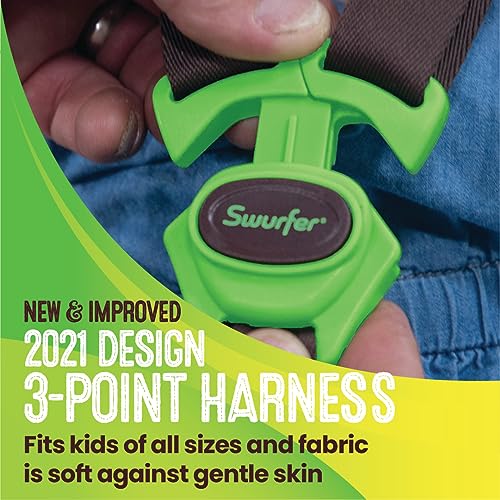 Swurfer Kiwi - Your Child's First Swing with Ergonomic Foam-Lined Shell Design, Blister Free Rope and 3-Point Safety Harness, Ages 9 Months and Up (Green2)