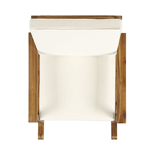 Christopher Knight Home 304648 Caspar | Outdoor Acacia Wood Rocking Chair, Teak Finish/Cream Cushion