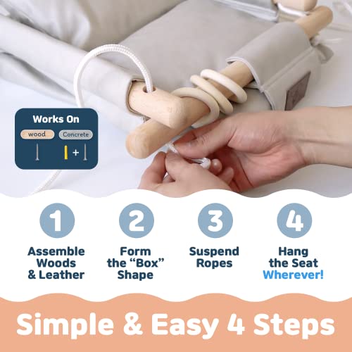 The Classy Swing Seat for Babyâs Fun Time & Growth - UV Resistant Technical Fabric for Indoor and Temporary Outdoor - Infant to Toddler - Seat with Velcro & Belt - Ceiling Hardware - Gift for Lover