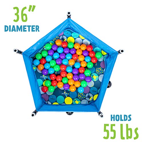 Eezy Peezy 3 in 1 Folding Ball Pit & Bouncer - Ball Pit Tent & Trampoline with Handle - Ages 10 Months to 5 Years