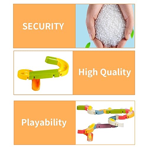 Think Wing Bath Toys Baby DIY Water Slide Assemble Set, Pipes Bathtub Toys Stick to Wall for Toddlers 3 4 5 6 Years 37 Pcs Ball Track Shower Gift for Kids