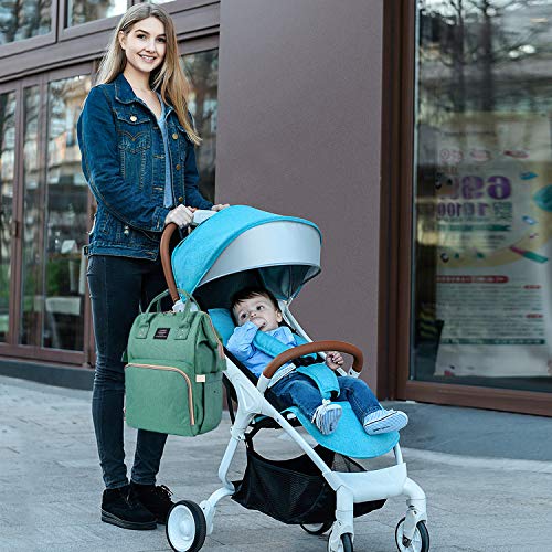 Diaper Backpack, Large Capacity Baby Bag, Multi-Function Travel Backpack Nappy Bags, Nursing Bag, Fashion Mummy, Roomy Waterproof for Baby Care, Stylish and Durable by Jewelvwatchro (Green)