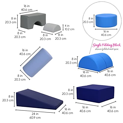 FDP SoftScape Playtime and Climb Multipurpose Soft Foam Playset with Foldable Seat for Infants and Toddlers; Crawling, Climbing, Block Play for Home, Daycare, Preschool (6-Piece) - Assorted
