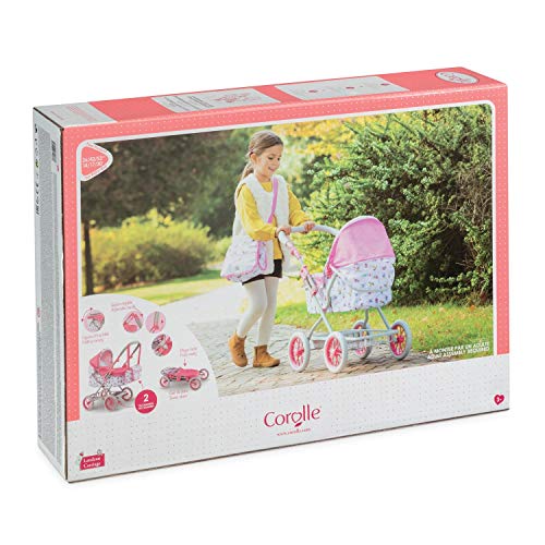 Corolle - Mon Grand Poupon Carriage Stroller - Adjustable Handle, Folding Design, for 14", 17" & 20" Baby Dolls