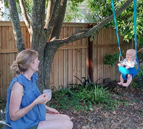 Bucket Swing Seat by Boardstar - Outdoor Kids Swing for Toddler & Baby - Comfy Molded Seat & Soft-Feel Safety Straps - Attaches Direct to Tree Branch, Swing Set or Slack Line (Blue, Full Bucket)