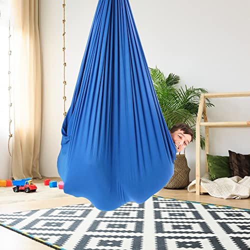 TOPARCHERY Indoor Therapy Swing for Kids Child and Teens w/More Special Needs, Cuddle Hammock Ideal for Autism, ADHD, Aspergers and Sensory Integration Snuggle Swing Hammocks (Blue)