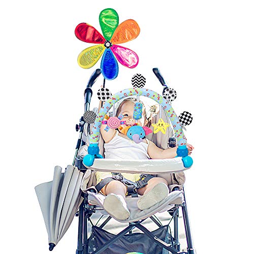 caterbee Travel Arch Stroller Toys for Infant & Toddlers, Baby Crib Accessory & Pram Activity Bar Toy for Senses and Motor Skills Development Indoor and Outdoor (Elephant)
