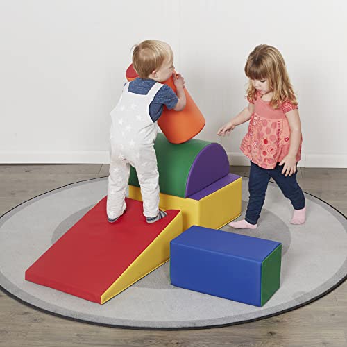 ECR4Kids - ELR-12683 SoftZone Climb and Crawl Activity Play Set, Lightweight Foam Shapes for Climbing, Crawling and Sliding, Safe Foam Playset for Toddlers and Preschoolers, 5-Piece Set, Primary,Assorted