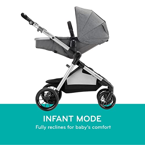 Evenflo Pivot Xpand, Modular Baby Stroller with Compact Folding design, Converts to Double Stroller (additional toddler seat not included), Percheron Gray