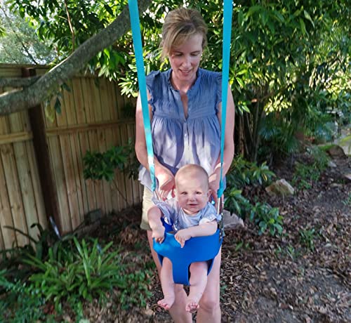 Bucket Swing Seat by Boardstar - Outdoor Kids Swing for Toddler & Baby - Comfy Molded Seat & Soft-Feel Safety Straps - Attaches Direct to Tree Branch, Swing Set or Slack Line (Blue, Full Bucket)