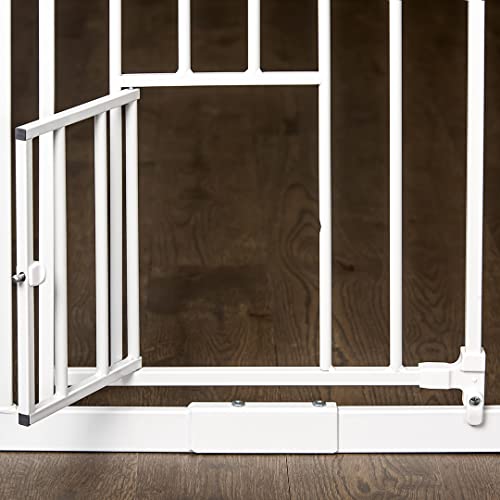 Carlson Extra Wide Walk Through Pet Gate with Small Pet Door, Includes 4-Inch Extension Kit, Pressure Mount Kit and Wall Mount Kit