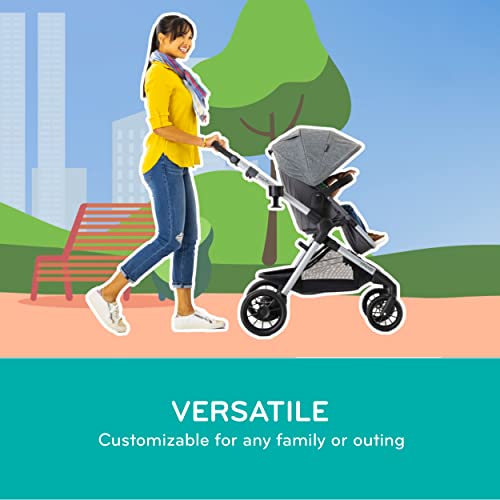 Evenflo Pivot Xpand, Modular Baby Stroller with Compact Folding design, Converts to Double Stroller (additional toddler seat not included), Percheron Gray
