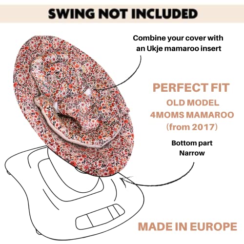 Ukje Baby Rocker Cover- Cover for Old Model 4moms mamaRoo 4- 4moms Mamaroo 4 Seat Cover- Baby Swing Cover- Compatible Cover Over The 4moms Mamaroo 4 Swing and Rockaroo Bouncer- Pink Flowers