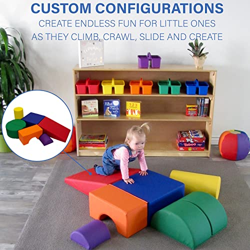 FDP SoftScape Playtime and Climb Multipurpose Soft Foam Playset with Foldable Seat for Infants and Toddlers; Crawling, Climbing, Block Play for Home, Daycare, Preschool (6-Piece) - Assorted