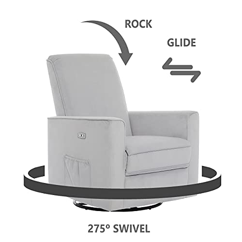Evolur Harlow Deluxe Glider |Recliner| Rocker, Grey