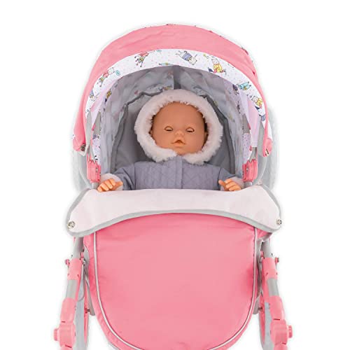 Corolle - Mon Grand Poupon Carriage Stroller - Adjustable Handle, Folding Design, for 14", 17" & 20" Baby Dolls