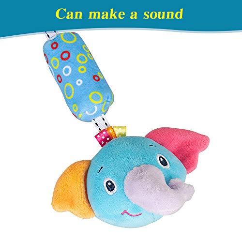 caterbee Travel Arch Stroller Toys for Infant & Toddlers, Baby Crib Accessory & Pram Activity Bar Toy for Senses and Motor Skills Development Indoor and Outdoor (Elephant)