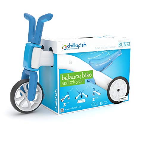 Chillafish Bunzi 2-in-1 Toddler Balance Bike and Tricycle, Ages 1 to 3 Years Old, Adjustable Lightweight First Gradual Balance Bike with Silent Non-Marking Wheels, Blue