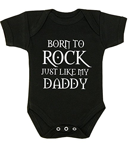 Babyprem Baby Bodysuit Born to Rock Like Daddy Clothes NB - 12 Mth Black Newborn