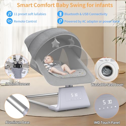 Portable Baby Swing with Remote and Bluetooth Technology
