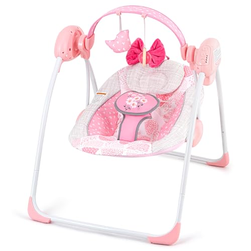 Portable Electric Baby Swing with Music, 6-Speed, Soft Pink