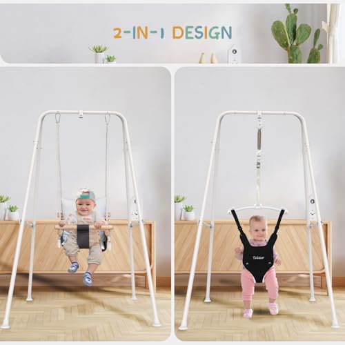 RAGOZONERY 2 in 1 Baby Jumper with Toddler Swing, Baby Jumpers and Bouncers,Indoor Outdoor Toddler Swing Set