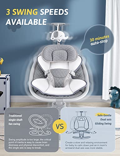 Portable Electric Baby Swing with Remote Control & Music